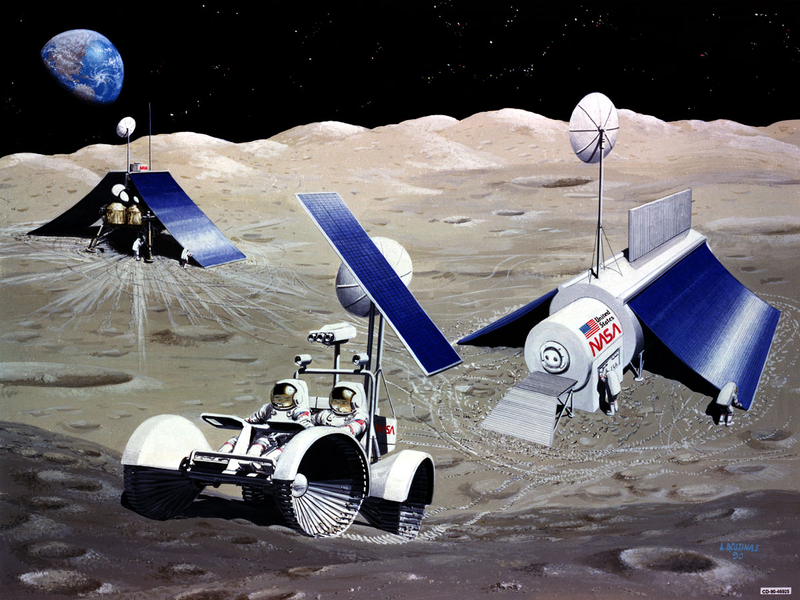 Illustration for article titled Lunar Dreams: 40 Classic Moon Exploration Paintings